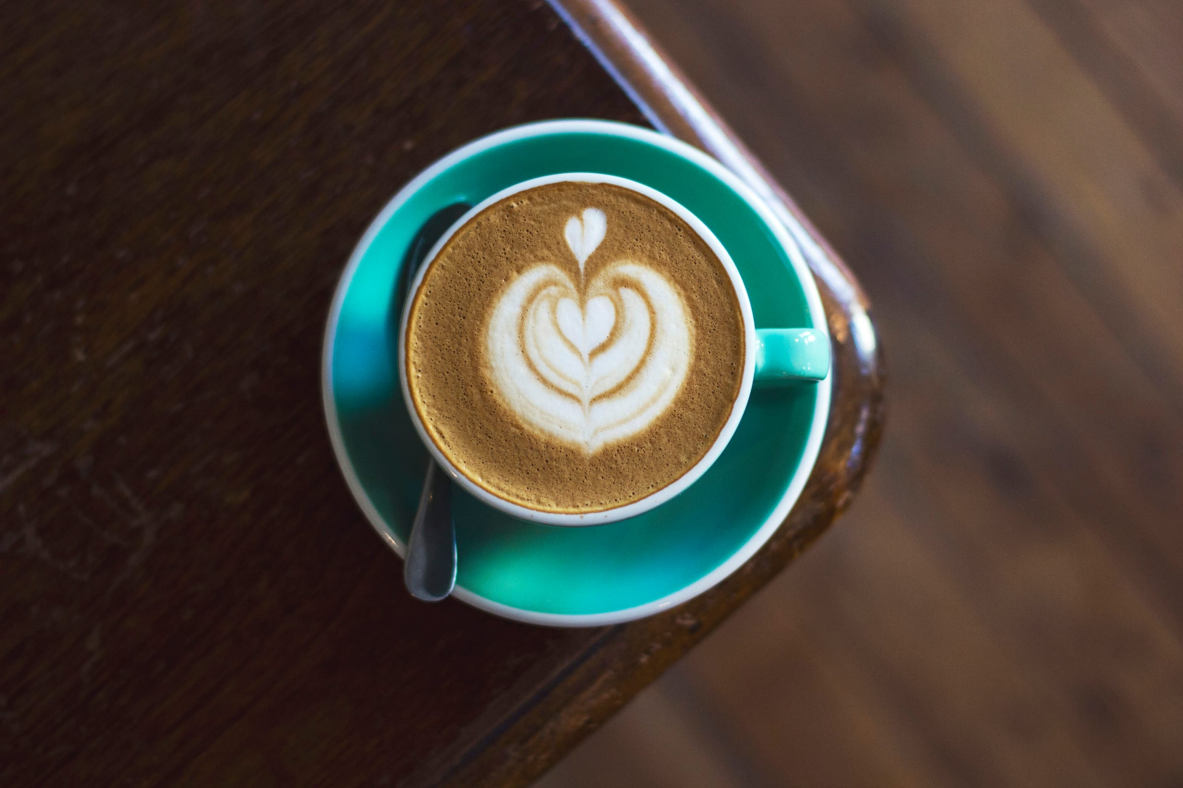 Coffee with steamed milk in a ceramic cup